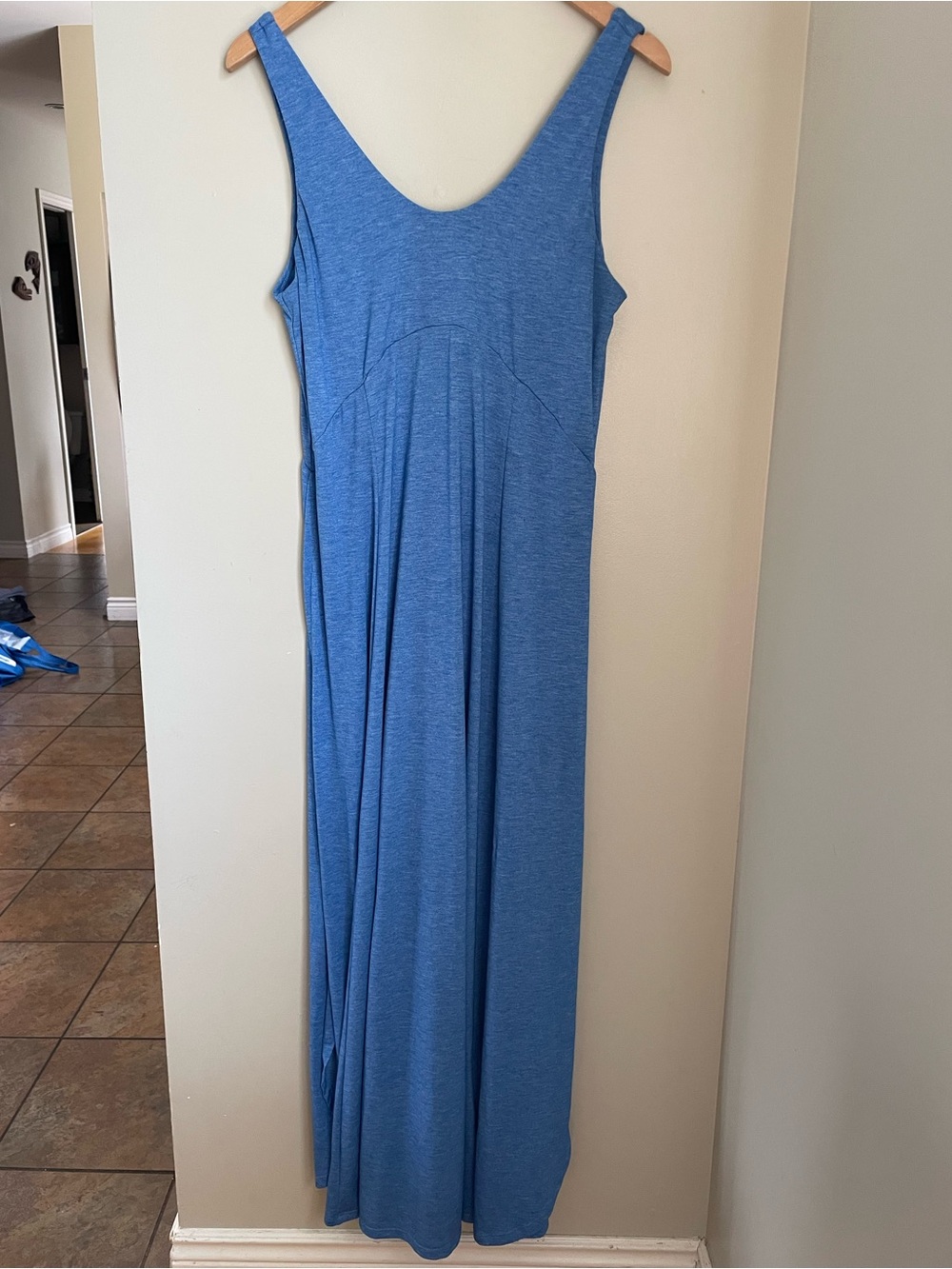 Halara U Neck Backless Split Flowy Maxi Casual Tank Dress Blue Size M Vacation - Picture 4 of 7